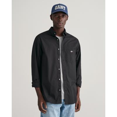 Langarmhemd GANT "Regular Fit Popeline Hemd leicht strapazierfähig pflegeleicht", Herren, Gr. XXL, N-Gr, schwarz, Popeline, Obermaterial: 100% Baumwolle, unifarben, regular fit hüftbedeckend, mit Knopf,Ärmel mit Ärmelschlitz runde...