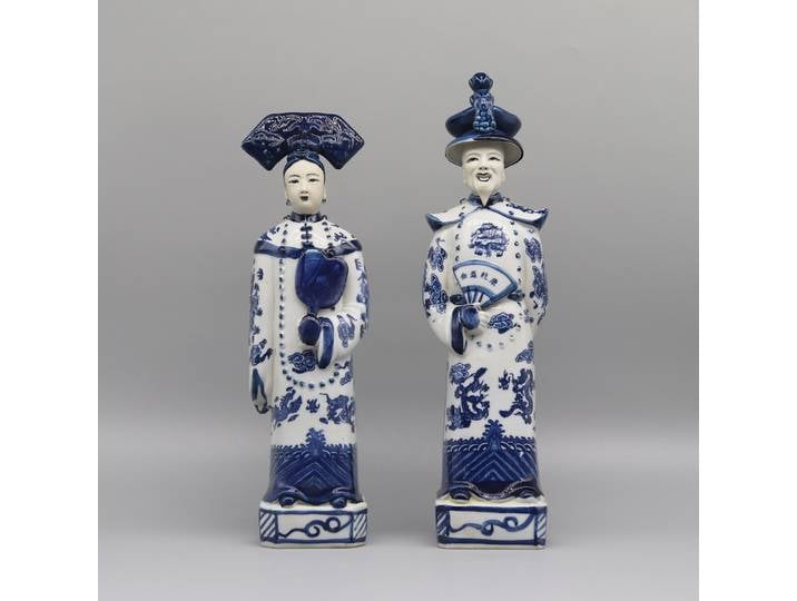 Statues en céramique d'empereurs et d'impératrices chinois de la dynastie Qing, accessoire de table, décoration d'intérieur