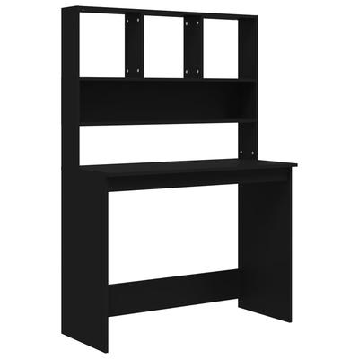 Helloshop26 - Schreibtisch Arbeitsplatz Computertisch Arbeitsmöbel mit Regalen 102 x 45 x 148 cm schwarzes Holzwerkstoff 02_0023492