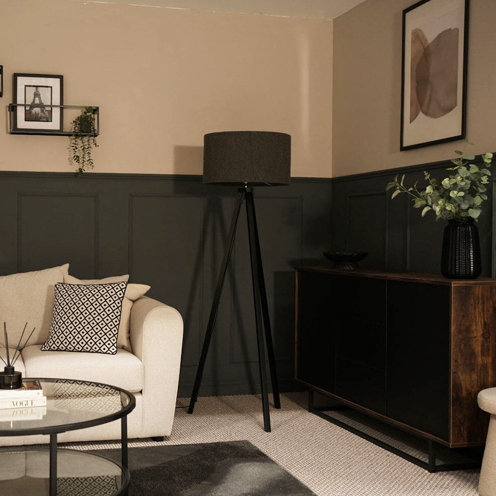 George Oliver Baleine 132 H cm Tripod Floor Lamp Set Black/Charcoal 132cm H X 45cm D