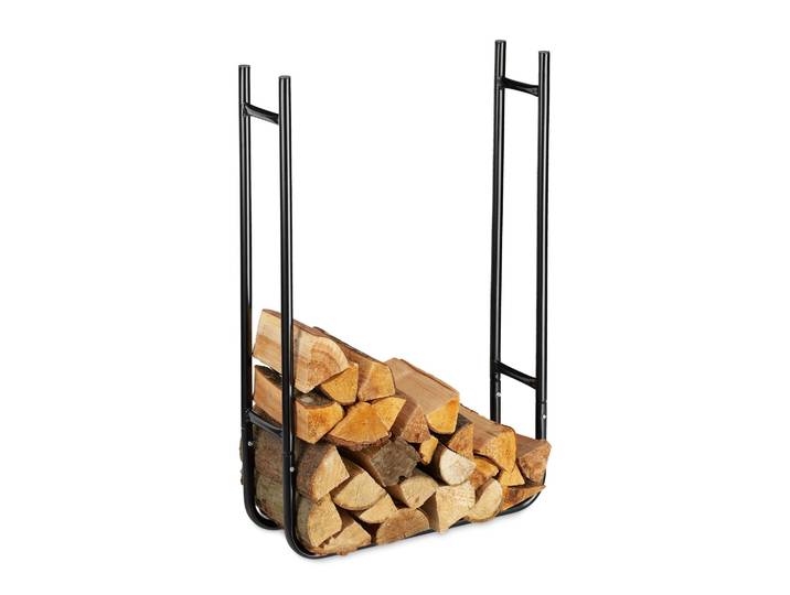 Kaminholzregal schmal Schwarz