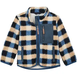 KILLTEC Plüschjacke Karo, blau | beige, 110