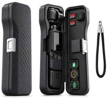 LightInthebox Protective Case for DJI Osmo Pocket 4/3, Hard Shell Storage Carrying Case with Silicone Lining for Accessories, Filters SD Cards, Portable Travel Case with Wrist Strap, Scratch-Resistant