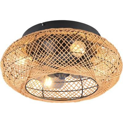REALITY LEUCHTEN Deckenleuchte "LILLESAND Deckenventilator mit Beleuchtung Fernbedienung Timer 3Stufen", braun, 4, Ø 50cm H: 21,5cm, 1 Stk., Leuchten, Deckenventilator exkl. 4xE27 Leuchtmittel, Sommer- & Winterfunktion, Deckenleuchte