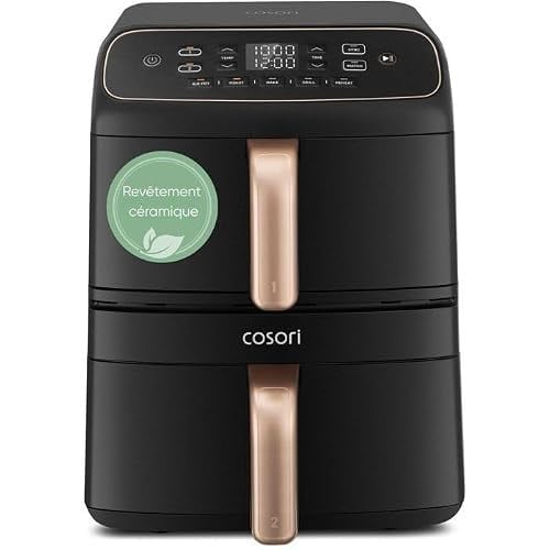 Cosori Turbo Tower Compact Airfryer met Dual Zone, 8,6 l, 2630 W, Zwart