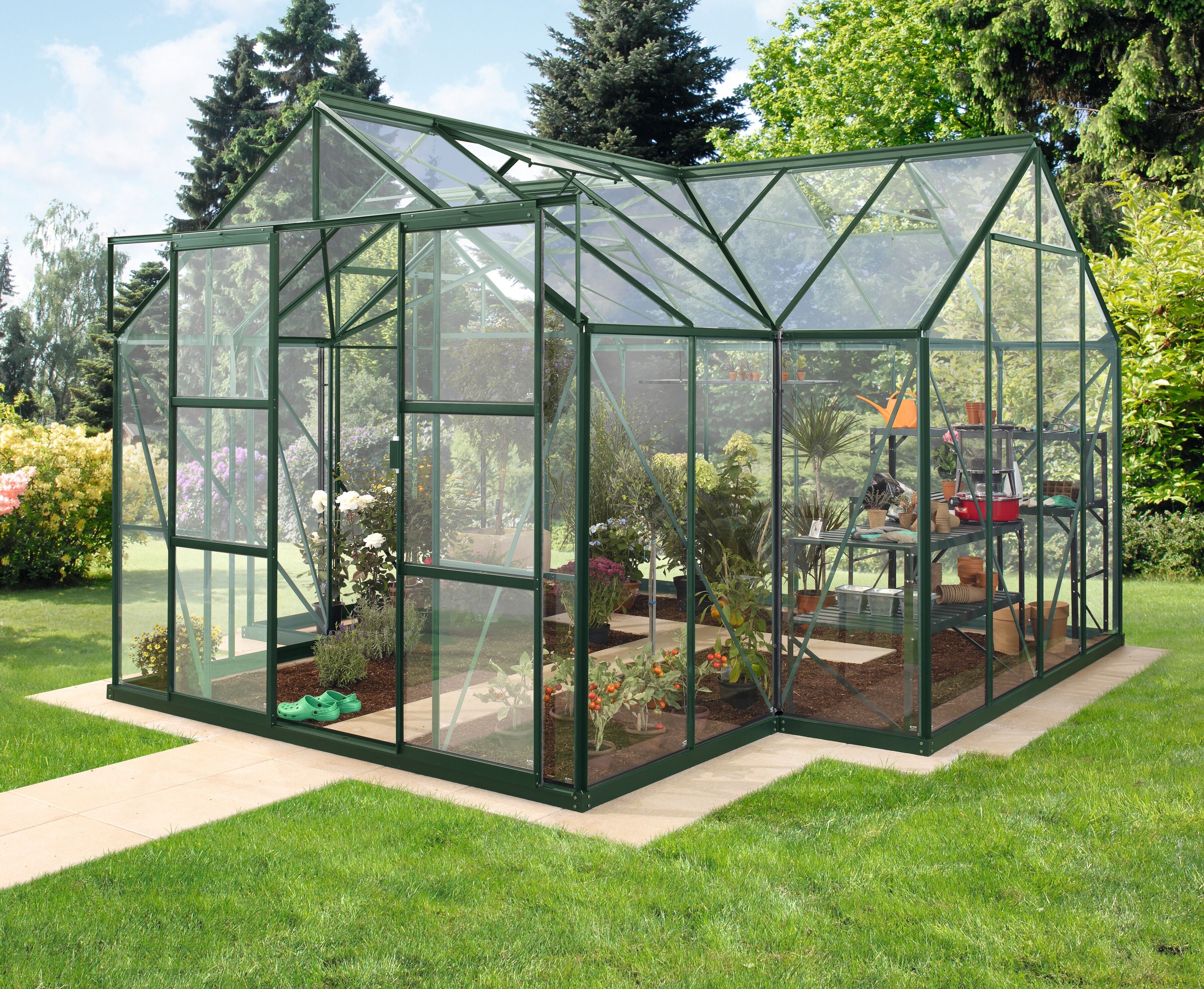 Gewächshaus VITAVIA "Sirona", grün (dunkelgrün), B:381cm T:381cm, Gewächshäuser, Gewächshaus