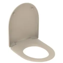 Geberit Renova WC-Sitz 573025080 Scharniere Messing verchromt, bahamabeige, mit Absenkautomatik, Befestigung von oben