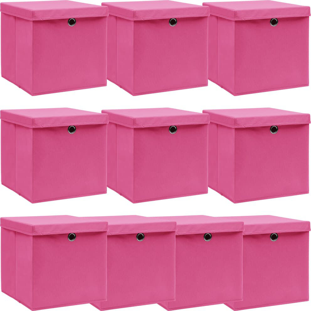 Rebrilliant Storage Boxes with Lids Fabric Pink 32cm H x 32cm W x 32cm D