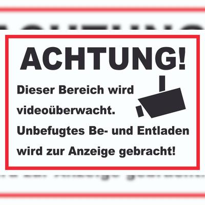 HB-Druck Achtung Videoüberwachung Be- und Entladen Schild A1 Rückseite selbstklebend