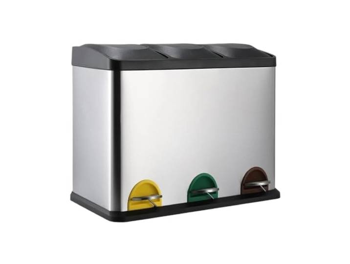 YUHANXINHESHE Mülleimer for die Küche, Abfalleimer 3 Fächer, Edelstahl, Recyclingbehälter mit Soft-Close-Deckel(24L)
