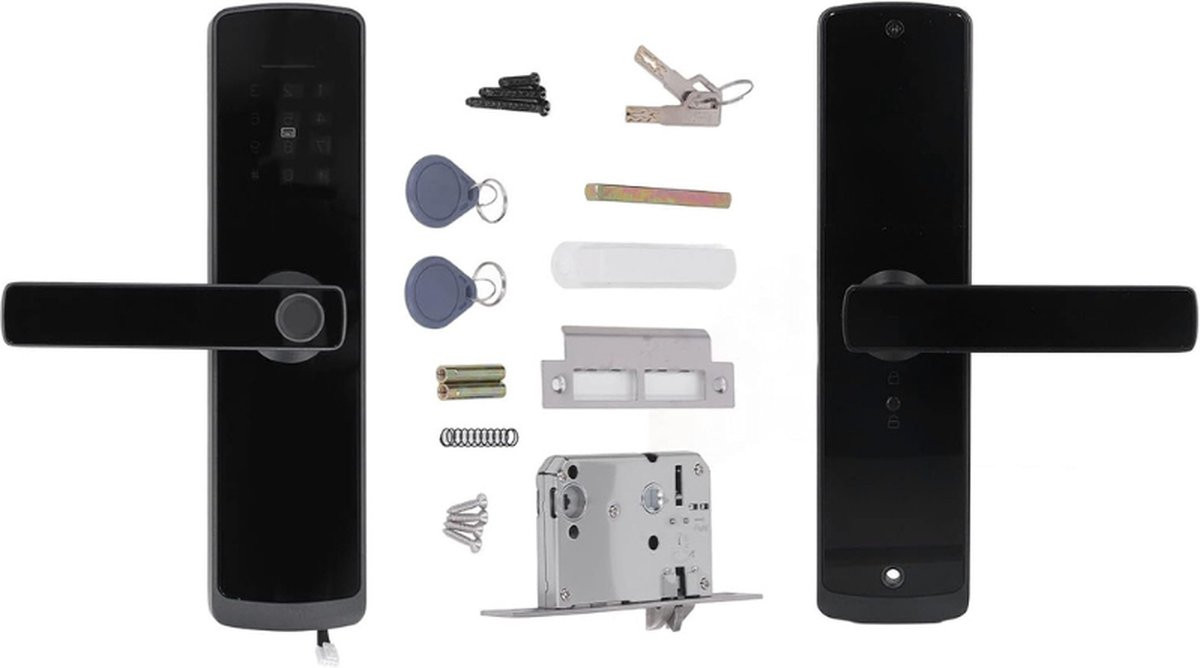PEAM Smart Deurslot met Vingerafdruk, Bluetooth, App, Wachtwoord, IC-kaart en USB - Zwart