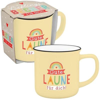 Becher in Emailloptik 'gute Laune'