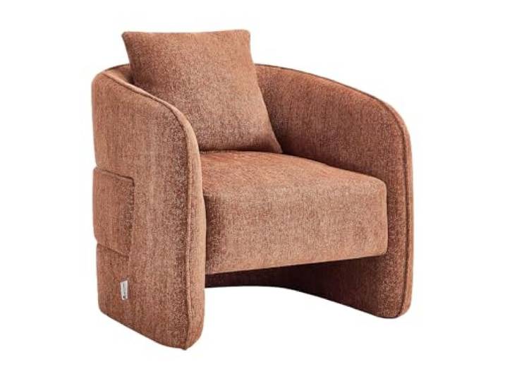 Vente-unique - Fauteuil en Tissu chiné Terracotta LANITO