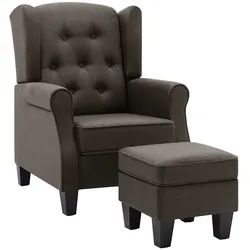 vidaXL Sessel mit Fußhocker Taupe Stoff