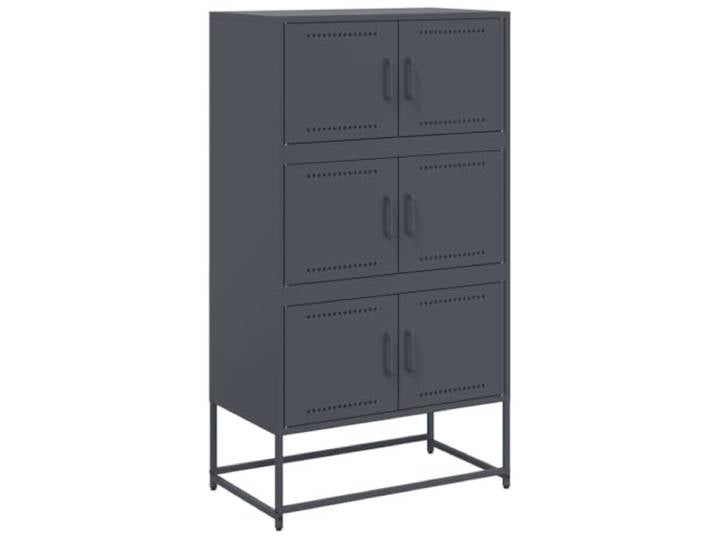 KGHFDVB Sideboard Anthrazit 68,5x38,5x123,5 cm Stahl 6 Fächer, Industrie-Design, Robust, Pflegeleicht, Für Wohnzimmer