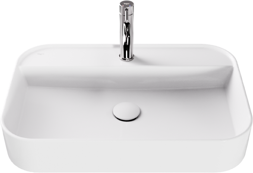 Besco Assos Cera-Line White umywalka nablatowa biała 60 cm biały połysk UNC-60-ASB