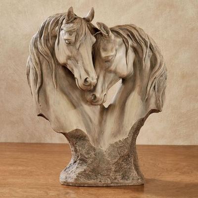 Touch of Class Loving Horses Table Sculpture Tan , Tan