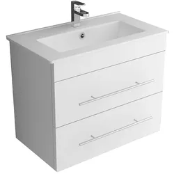 Alpenberger Modernes Badmöbel Set mit Waschbecken und Unterschrank | Keramikbecken Badunterschrank Vormontiert | Waschtisch mit Soft-Close Schubladen