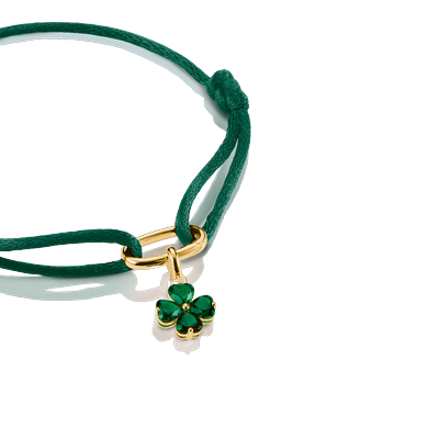 Charm-Einhänger THOMAS SABO "Kleeblatt, Schmuck Anhänger Glücksbringer für Charm-Armband - Connect", grün (gelbgoldfarben, grün, grün), Charms, Damen, Metall, mit Glas-Keramik Stein