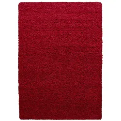 Teppich Hochflor Unifarben Polypropylen Wohnzimmer Shaggy Rot Rechteckig 120x170 | Kadima Design