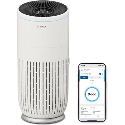 Luftreiniger BOSCH "Air 6000i, leistungsstark und mit App-Steuerung", weiß, B:32,4cm H:72,9cm T:32,4cm Ø:32,4cm, Luftreiniger, Luftreiniger, mit 4-in-1 Luftfilter und Temperatur- und Luftfeuchtigkeits-Sensor