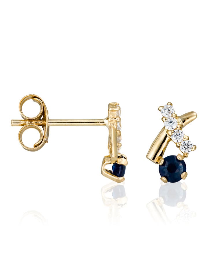 OR ÉCLAT Gold-Ohrstecker "Bleu précieux" mit Edelsteinen - onesize
