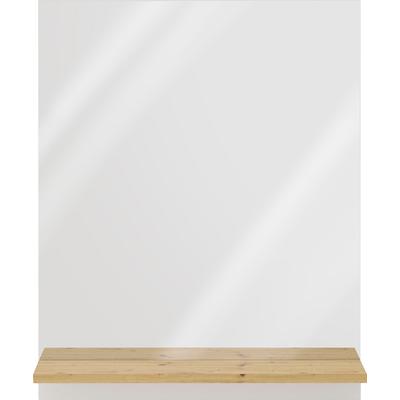 Garderobenspiegel FMD "Belm", weiß (brilliantweiß, artisan eiche), B:54cm H:68cm T:14cm, Holzwerkstoff, Spiegel, Garderobenspiegel, Garderobenspiegel mit praktischer Ablage, Breite 55 cm