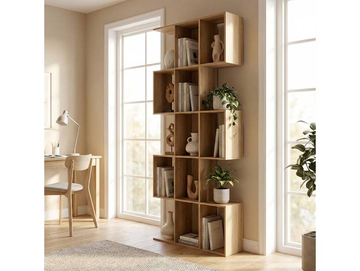 HOMCOM Bibliothèque S 5 Niveaux Chêne 80x24x200 cm