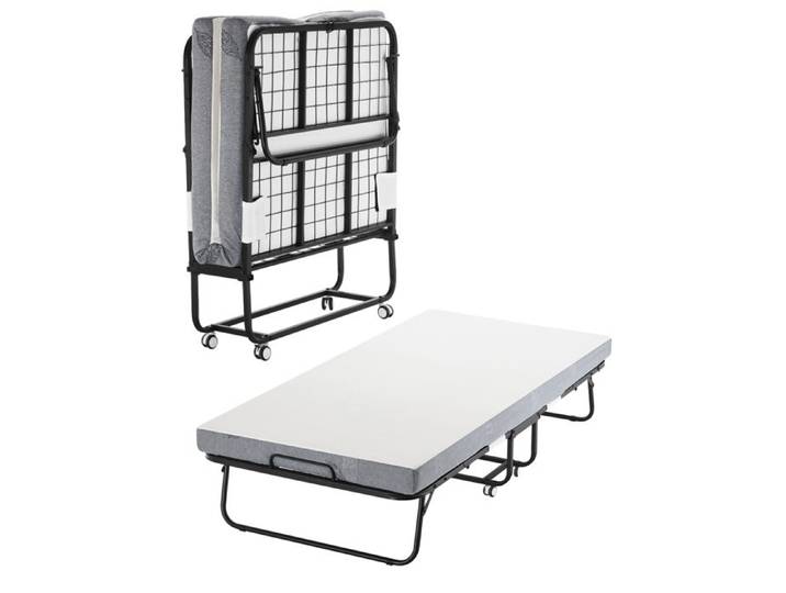 Lit d'Appoint-Duoku-38 x 75 po-Taille Double-avec Matelas en Mousse à Mémoire de Forme de 4 po et Cadre en Métal Robuste