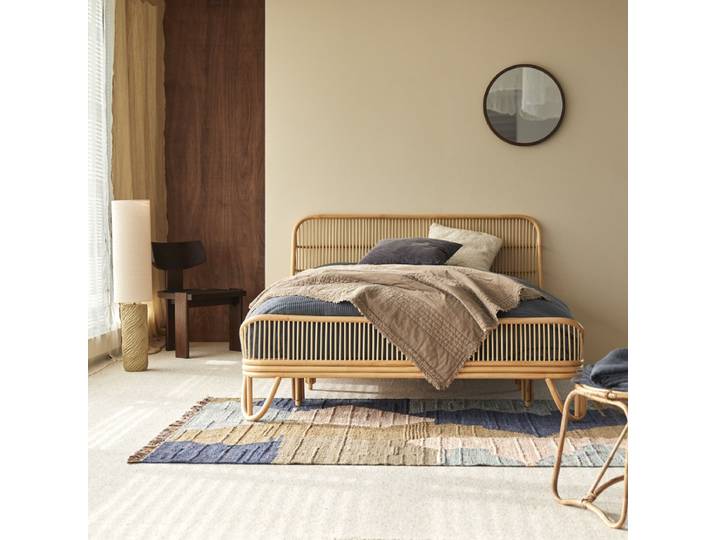 Doppelbett aus Rattan mit Lattenrost 160x200 cm - Natur