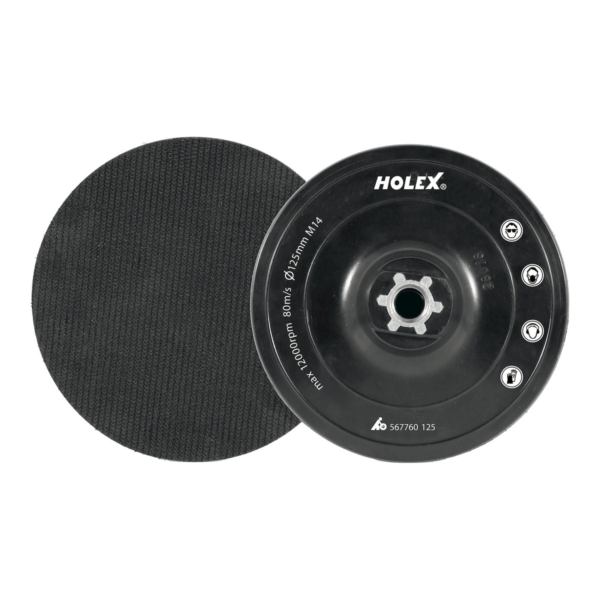 HOLEX Klett-Schleifteller M14 Ø150mm aus Kunststoff mit Klettverschluss und Gewinde M14 für Schleifscheiben, 567760 150)