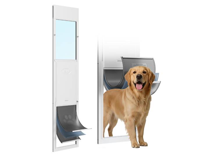 Vevor Chatiere Pour Porte Coulissante En Verre\, Porte Pour Chien Et Chat\, Hauteur Reglable De 1927 A 2049 Mm\, Cadre En Alliage Dealuminium Avec Rabat Isole A 3 Couches\, Pour Les Locataires\, Taille Xl