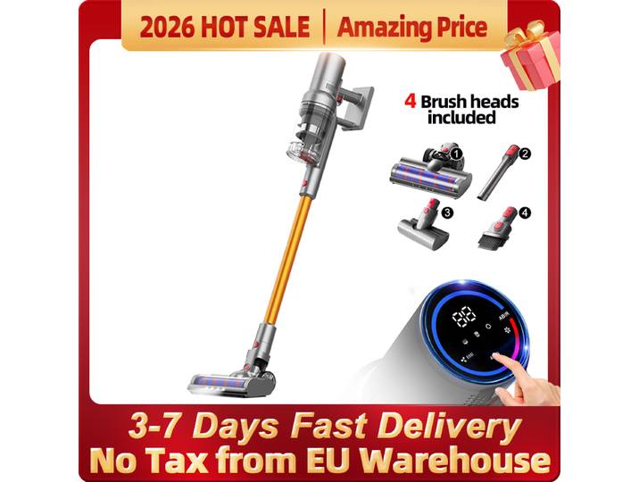 (code promo: EU6006)Aspirateur à Main sans Fil ABIR VC205, 27000PA, Capteur de Poussière Intelligent, Écran Tactile LED, Contrôle Automatique de la Vitesse, Tueur d'Acariens Portable Sans Fil