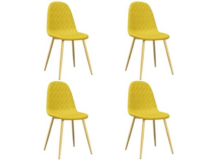 KLGBNCVE Esszimmerstühle 4 STK. Senfgelb Samt Minimalistisch, elegant, gepolsterte Sitzfläche, gepolsterte Rückenlehne, verchromte Beine in Gold, max. 110 kg