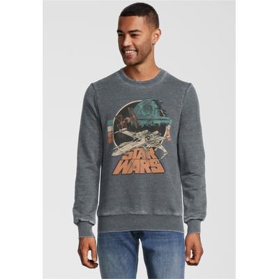 Sweatshirt RECOVERED "Star Wars Empire Strikes Back Retro X-Wing", Herren, Gr. M, grau, 60% Polyester, 40% Baumwolle, bedruckt, normal, Rundhals, Sweatshirts Sweatshirt, im zeitlosen Design