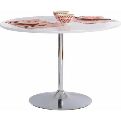 Esstisch OTTO HOME "Trompet", weiß (weiß, silberfarben), B:110cm H:75cm T:110cm, Tische, Esstisch, rund, Ø110 cm, Tischplatte weiß Hochglanz, Trompetenfuß, Tulpentisch