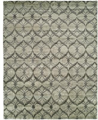 KALATY Modern Multi-Colored Hand-Knotted Viscose Area Rug