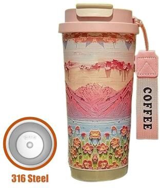 Uplift Treasures Wildflower Stainless Steel Coffee Tumbler a 500 Ml