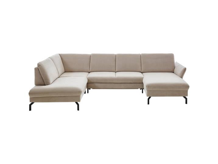 Beldomo System Wohnlandschaft, Graubraun, Metall, 5-Sitzer, U-Form, 335x220 cm, Goldenes M, erweiterbar, Typenauswahl, Fußauswahl, Stoffauswahl, Sitzqualitäten, seitenverkehrt erhältlich, Bettfunktion Hocker Rücken echt, individuell planbar, Wohnzimmer, Sofas & Couches, Wohnlandschaften, Wohnlandschaft U-Form