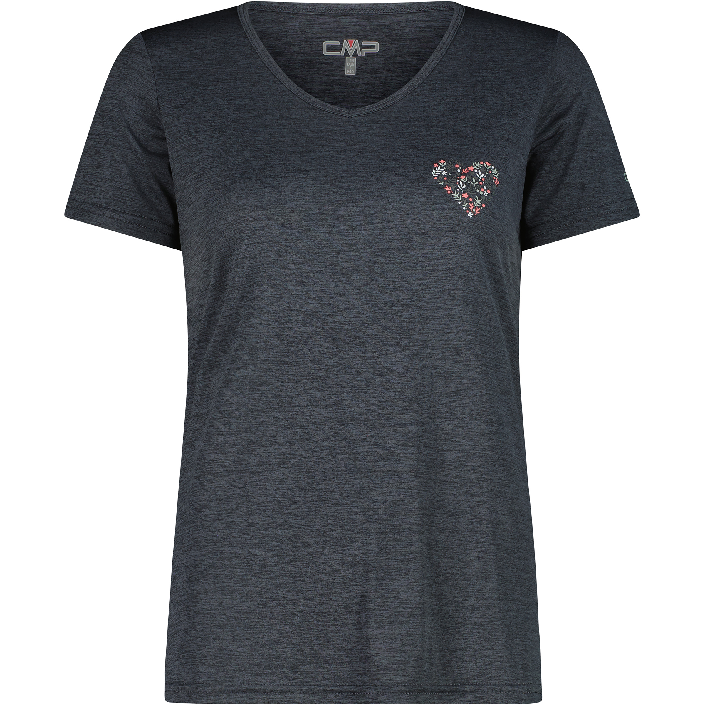 CMP Melange Print Damen T-Shirts blau Größe S Trekking Geruchsneutralisierend