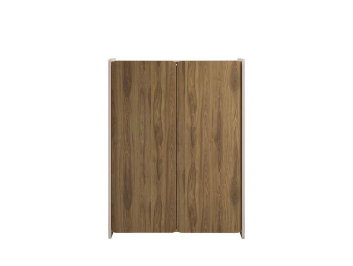 Buffet haut 2 portes en bois h125cm - bois foncé
