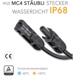 HISkon, Zubehör Stromerzeuger, 6mm2 Verlängerungskabel MC4 auf MC4 Stecker - 3m (Solarkabel, Solarstecker)