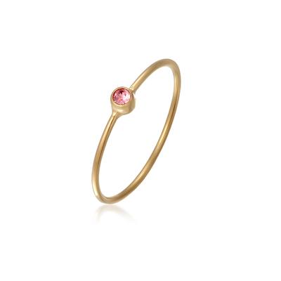 Silberring ELLI "Ring Stacking Kristalle 925 Silber Vergoldet" Gr. 42, rosa, Fingerringe, Damen, 42, Silber 925 (Sterlingsilber), Silberring