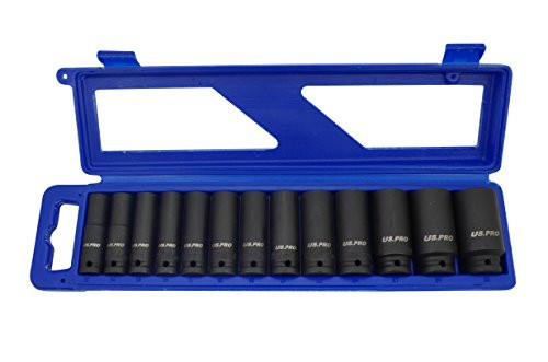 US PRO 13-delige metrische diepe krachtdoppenset 1/2" drive 13mm tot 32mm