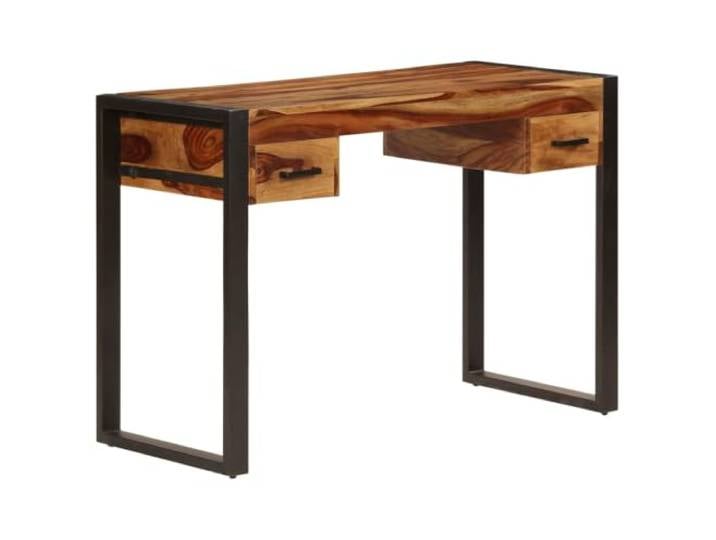 KTHLBRH Schreibtisch mit 2 Schubladen 110x50x77 cm Massivholz Akazie Stahlrahmen, Vintage-Stil, vielseitig, Computertisch, Bürotisch, Konsolentisch, Unikat