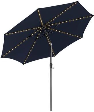 Costway 10 Feet Patio Umbrella with 112 Solar Lights and Crank Handle-Navy