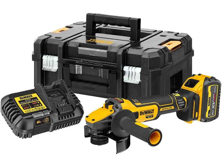 Meuleuse Ø125mm 18V DEWALT DCG409T1-QW Brushless avec un coffret et une batterie 6\,0 Ah 54V FLEXVOLT