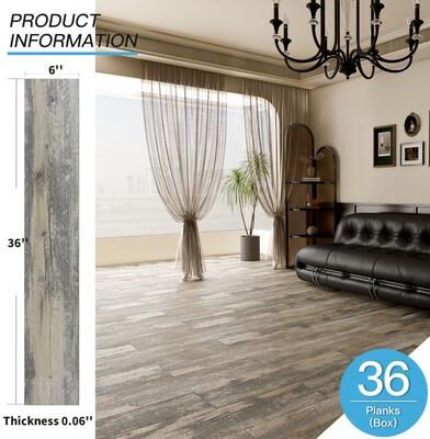 Art3d 36''X6'' Peel and Stick Vinyl Floor Tiles Wood Look,Luxury Vinyl Plank Flooring,36pcs