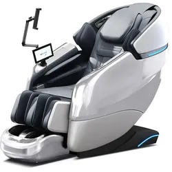 4D Ganzkörper Massagesessel, Mit Heizfunktion, Tiefenmassage, für den ganzen Körper geeignet, Bluetooth SL Schienen Weiß L155xB76xH116cm /G6Bai/