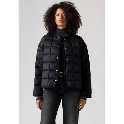 Steppjacke LEVI'S, Damen, Gr. M (38), schwarz (anthrazit night), Web, Obermaterial: 100% Polyamid, figurumspielend hüftlang, Rundhals, paspeliert, Jacken Steppjacke, Paspelierung an Abschlüssen und Ärmeleinsatz